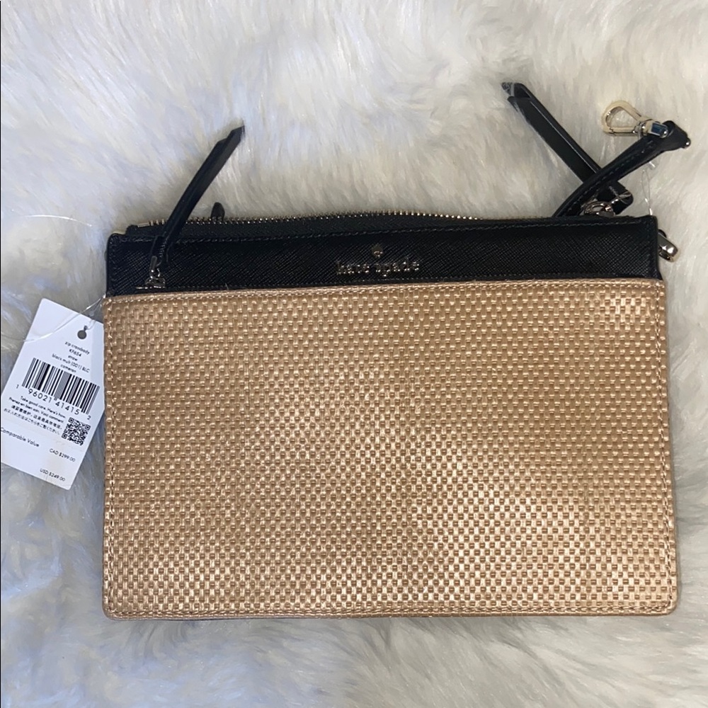 Kate Spade Cameron Straw and Black crossbody w/ strap